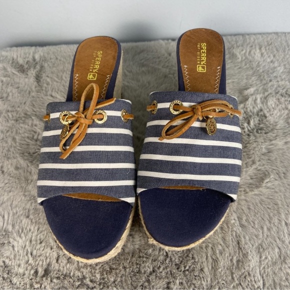 Sperry Topsider Nautical Stripe Wedge Espadrilles Size 8.5 - Picture 3 of 9